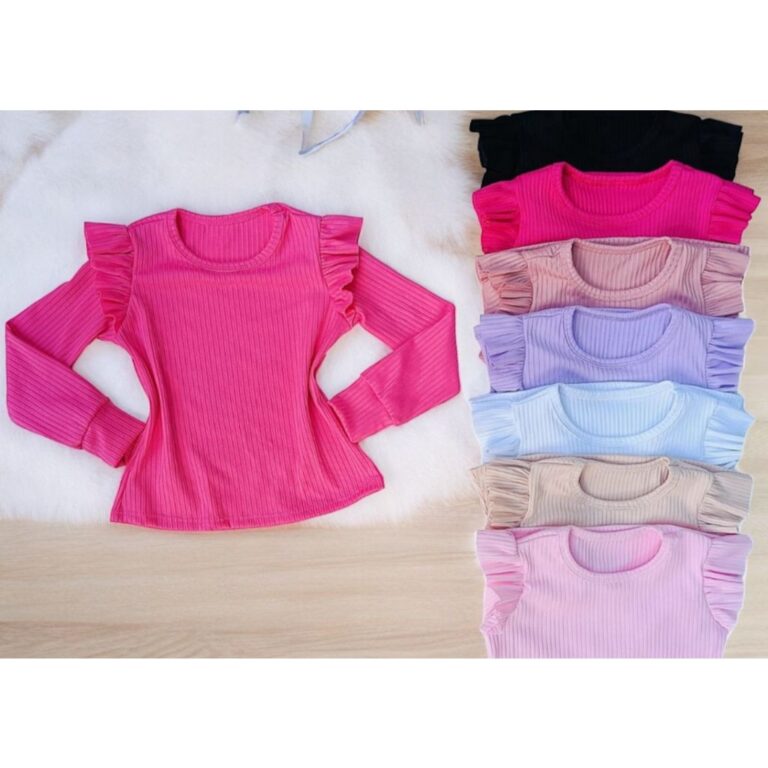 KIT com 3 blusinha infantil menina manga comprida 