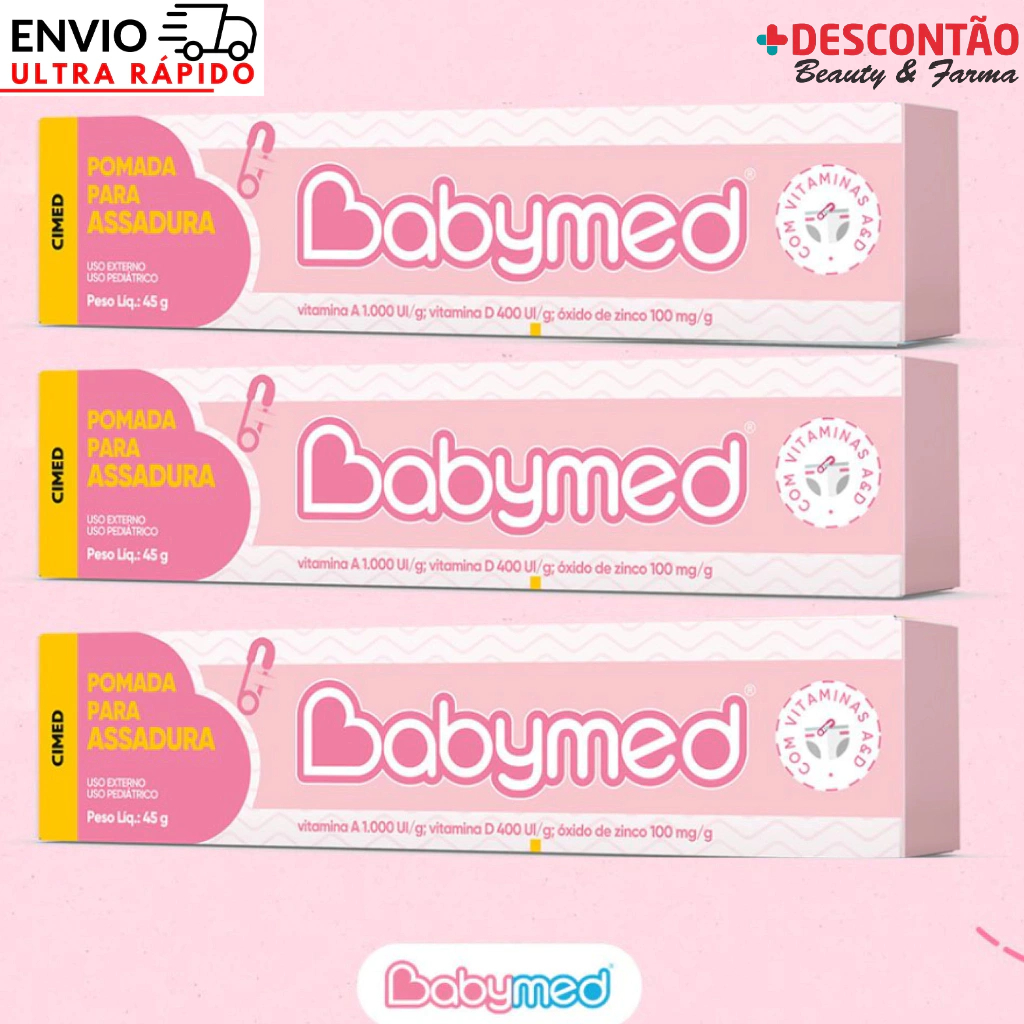 Kit 3 Pomadas Babymed Para Assadura Menina 45g