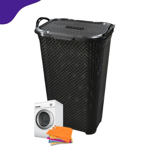 Cesto de Roupas Rattan 50L Com Tampa Basculante Pr