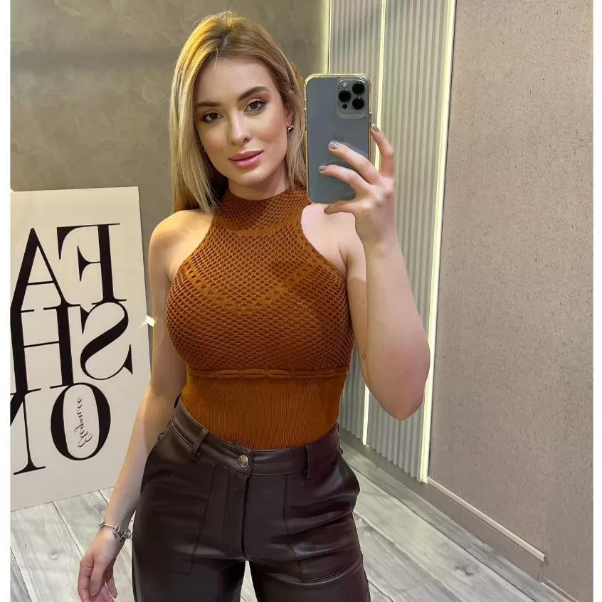 Body Bory Roupa Feminina Gola Alta Modal Tricô Verão 2024 Realize Tricot