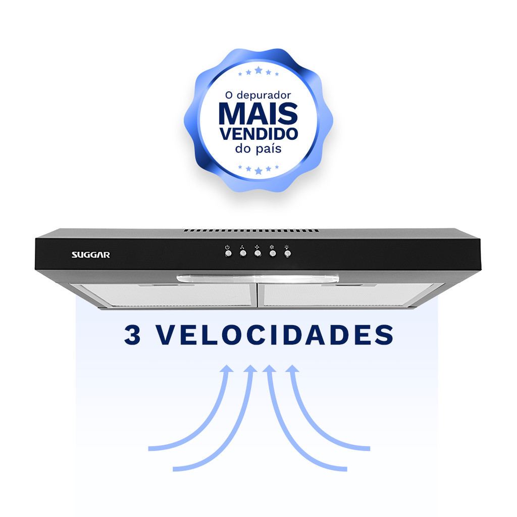 Depurador Exaustor Slim 60Cm Preto DPS162PT Suggar 220V