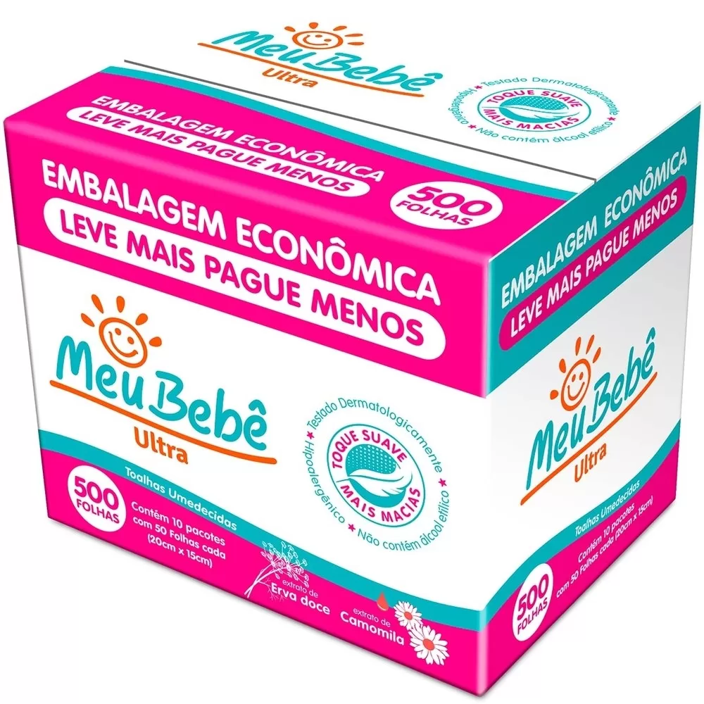 Toalha Umedecida Meu Bebê Ultra 500 Folhas