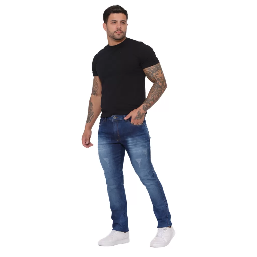 Calça Jeans Skinny C/ Lycra Masculina Tamanhos Normais 36 ao 48