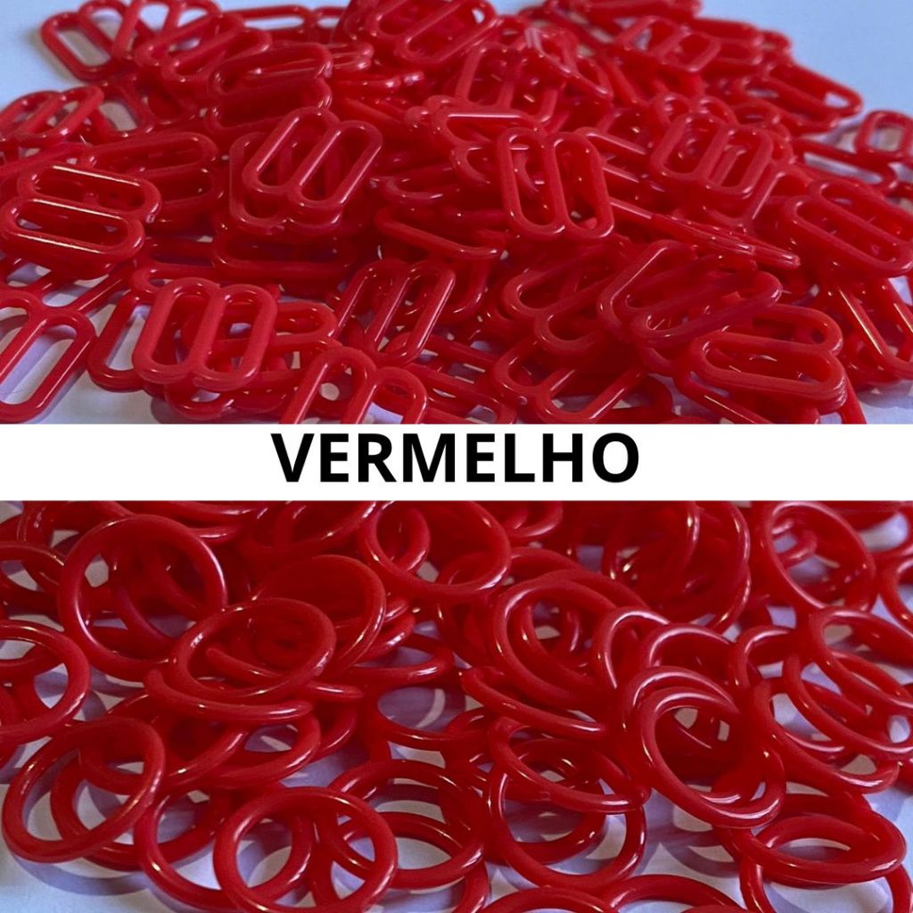 Argola e Regulador de Plástico Para Alça de Sutiã – 13 mm – Pacote C/ 100 Pares