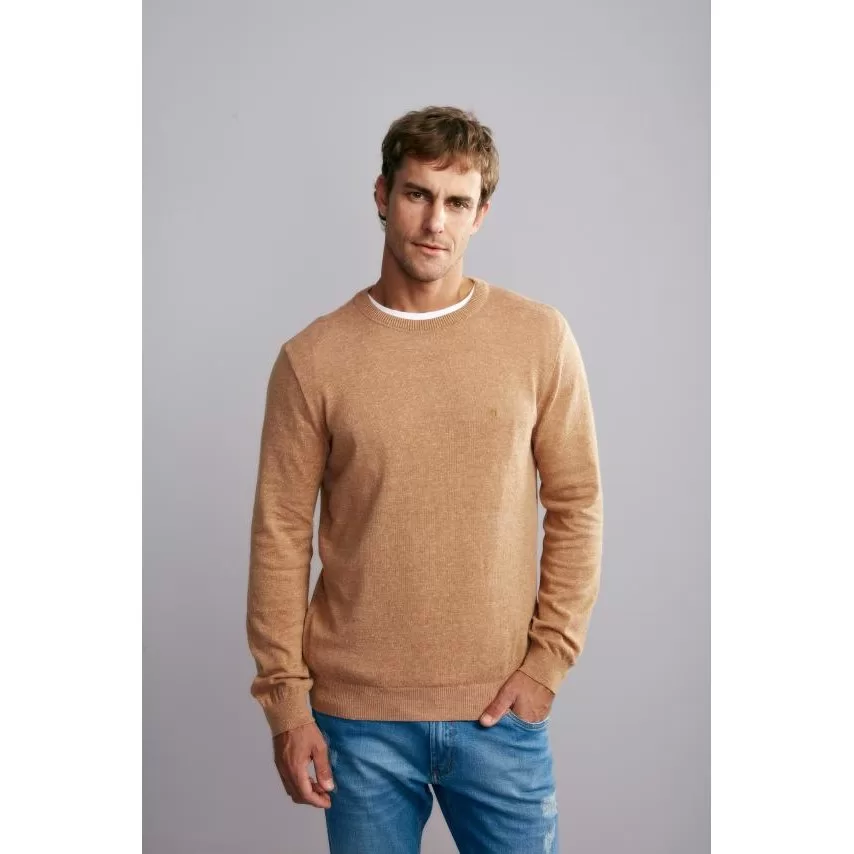 Tricot Gola Careca Básico Liso – Laranja Damasco