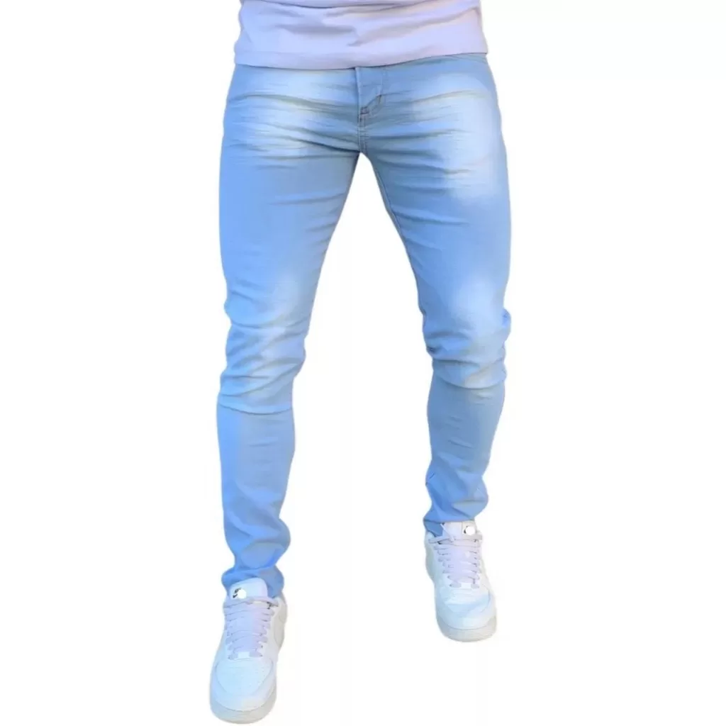 Calça Jeans Super Skinny Masculina Lycra Azul Linha Premium NF