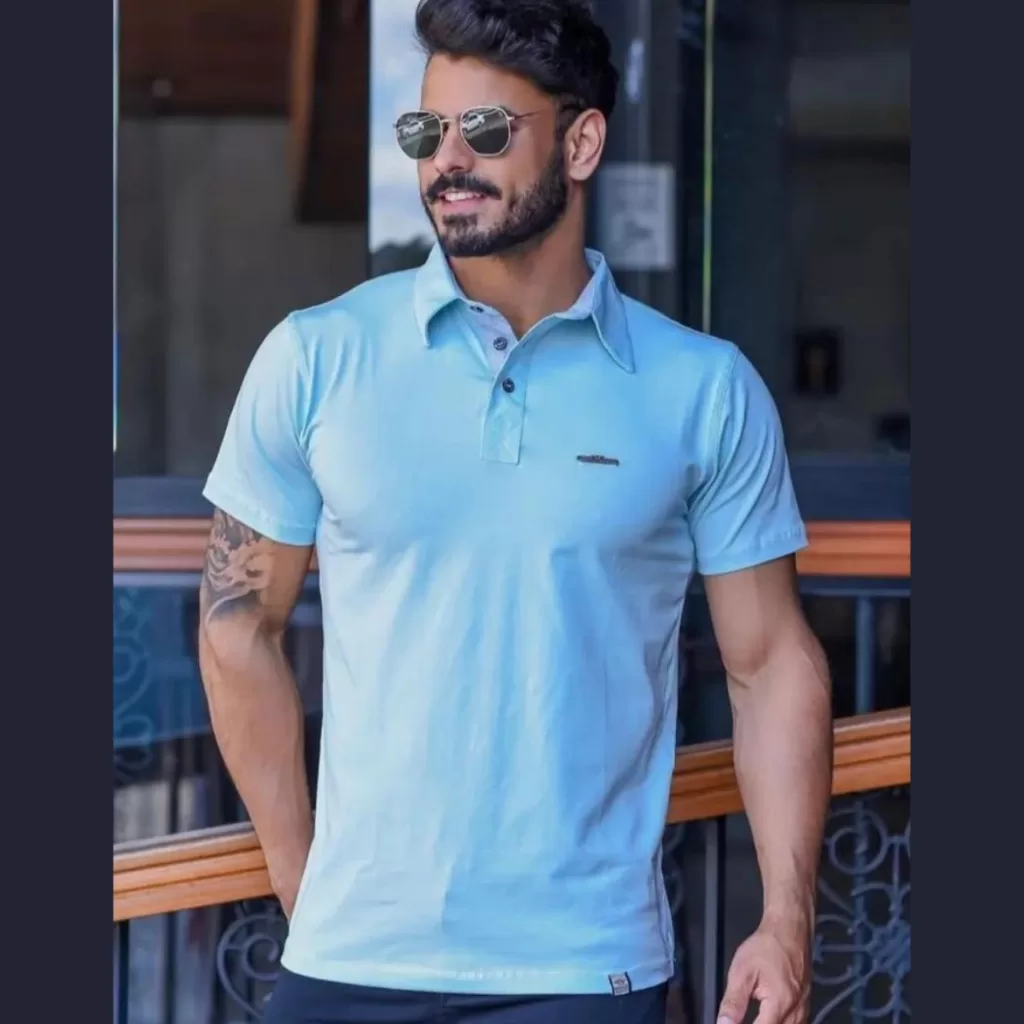 Camisa Polo Masculina-Malha Fio Trinta-Algodão-Slim-Premium-Luxo