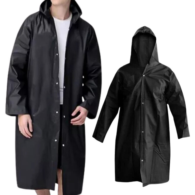 Capa De Chuva Preta Impermeável Pvc Forrado Com C