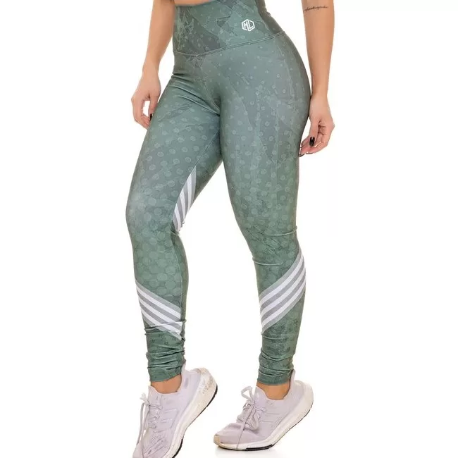 Legging Fitness Verde com Estampa Digital Line Up