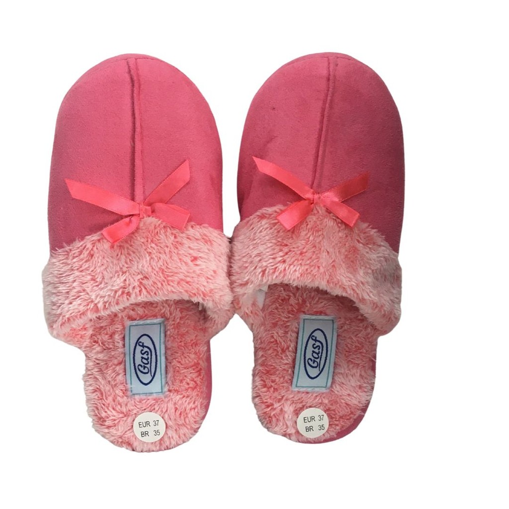 Gasf Pantufa Feminina Pelúcia Laço 194225 Chinelo De Quarto