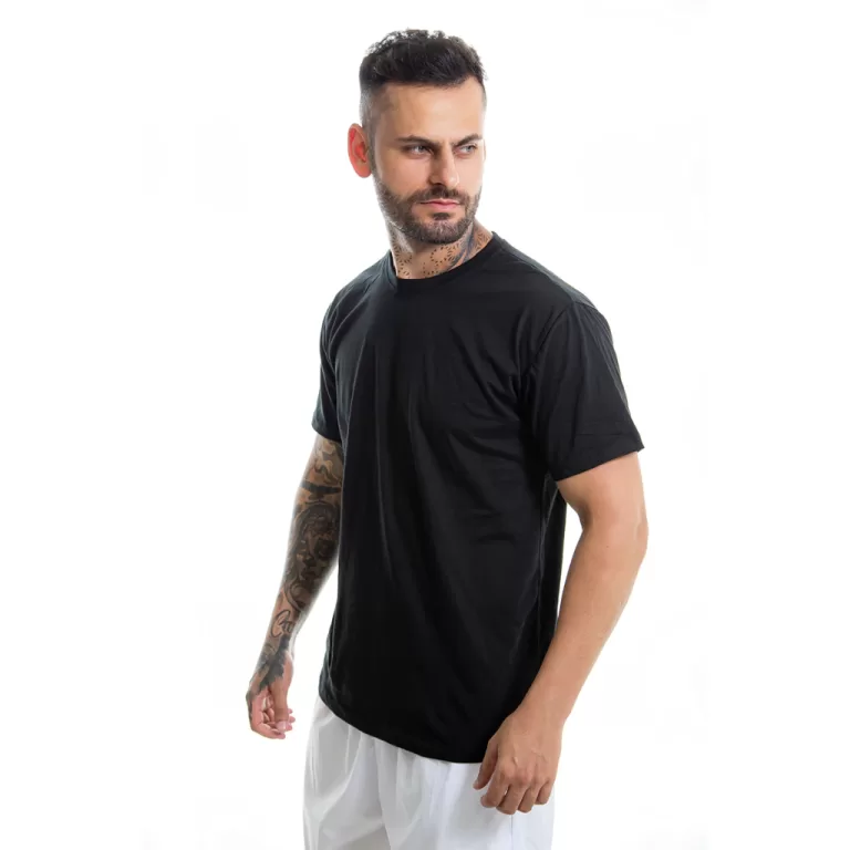 Camiseta Masculina Preta/Branca Lisa Básica 100% 