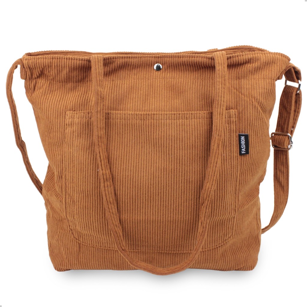 Bolsa Sacola de Ombro Canelada com Alça Transversal 2 Bolsos