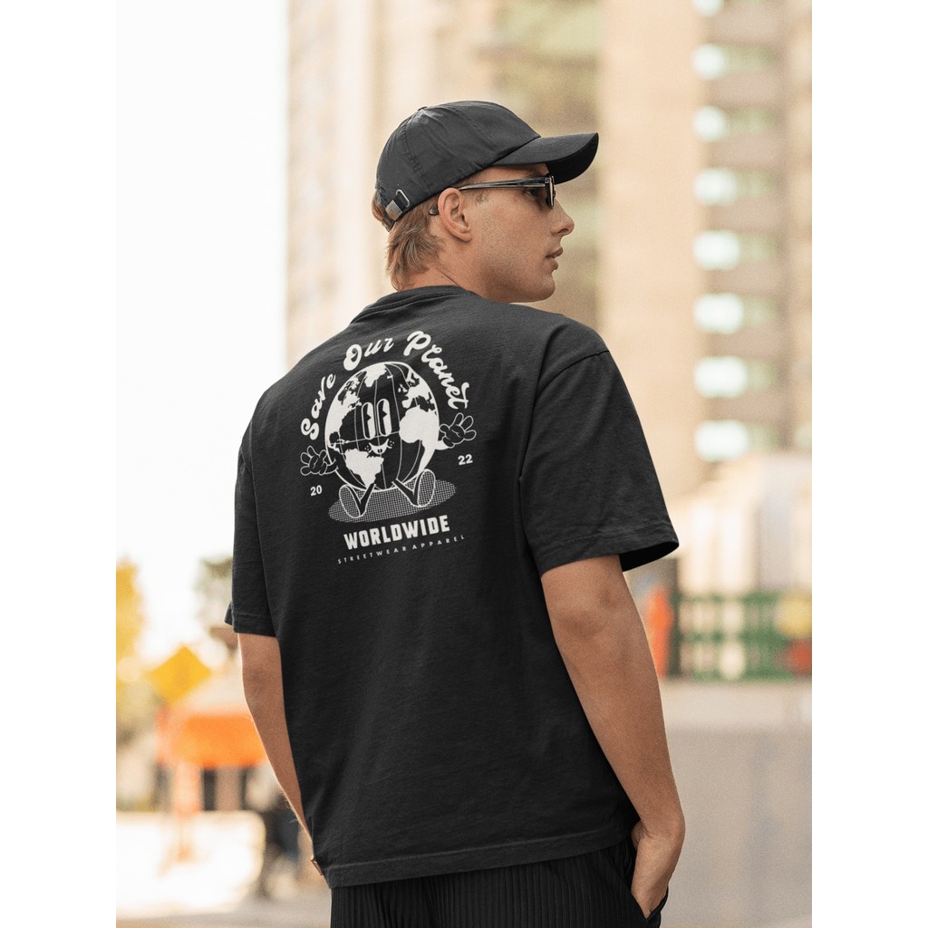 Camisa Camiseta Oversized Gola Alta Streetwear Masculino e Feminino Treino e Dia a Dia Preto e Off W