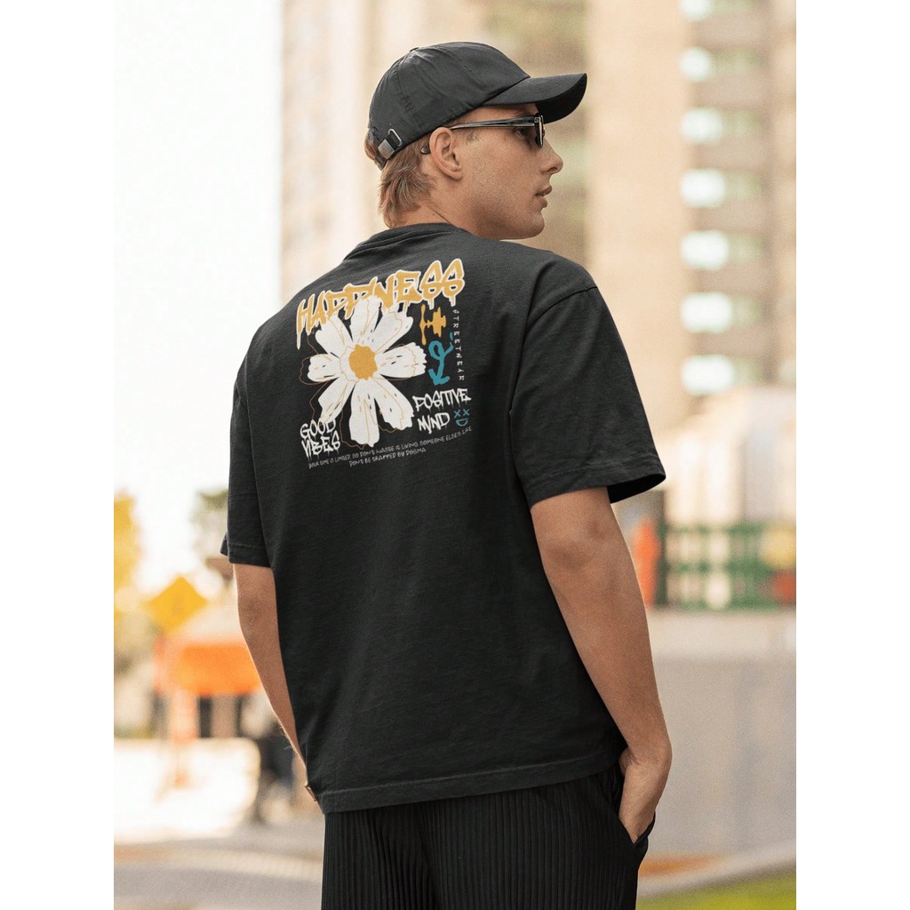 Camisa Camiseta Oversize Gola Alta Streetwear Masculino e Feminino para Treino e Dia a Dia Preto e O