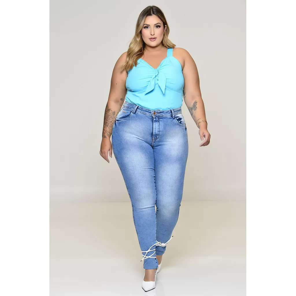 Cropped Plus Size Azul