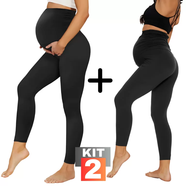 Kit 2 Legging gestante calça grávida maternidade