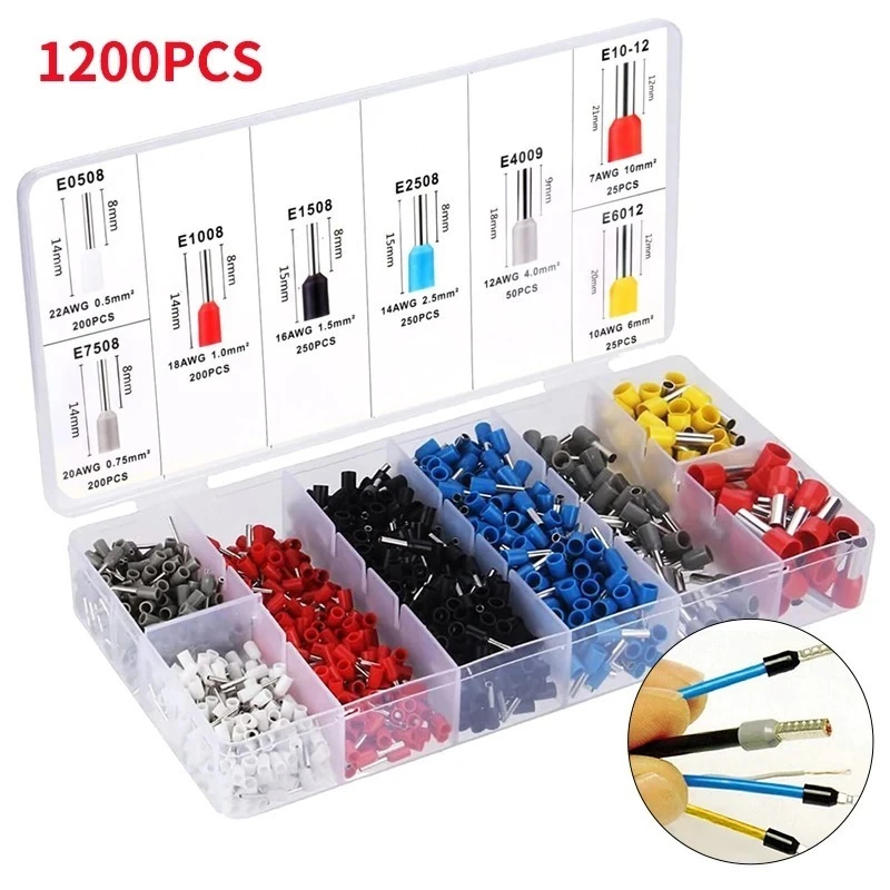 Kit Peças Terminal Tubular Ilhos Até 10mm Variados – 800 Peças – 400 Peças – 1200 Peças