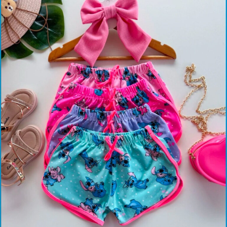 Kit 3 short verão infantil dia a dia estampas col