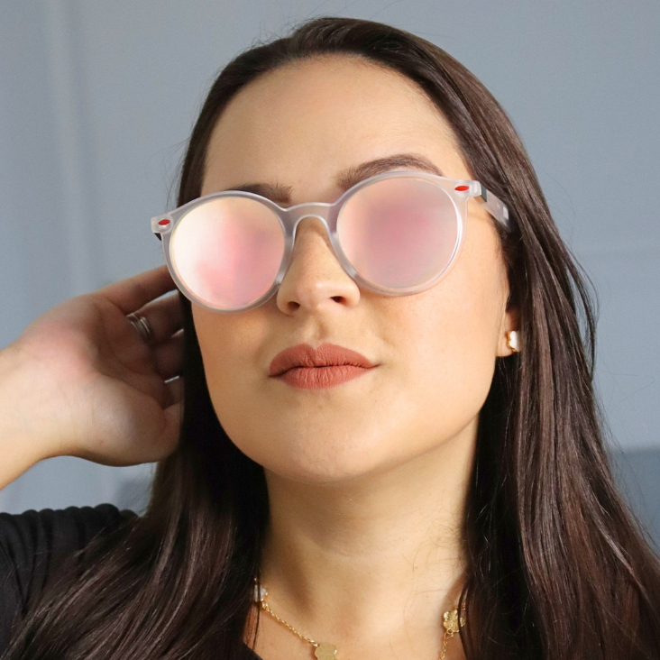 Óculos de Sol Bali Redondo Rose Espelhado Acetato