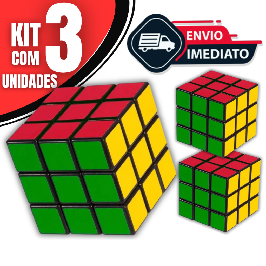 KIT 03 Cubo Mágico 5x5cm Brinquedo Interativo Crianças Adolescentes Adulto Antiestresse e Memória