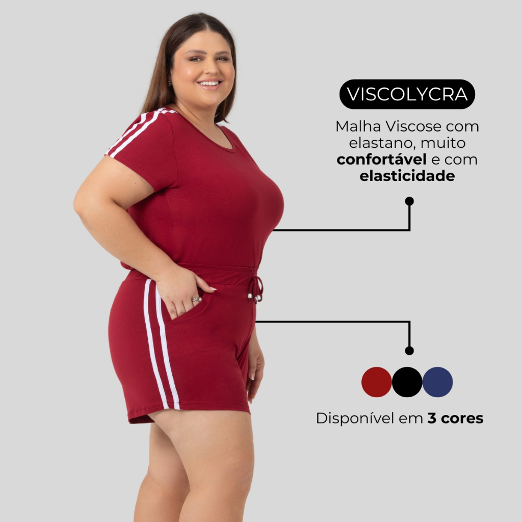 Conjunto Feminino Moda Plus Size De Viscolycra Esportivo 1221