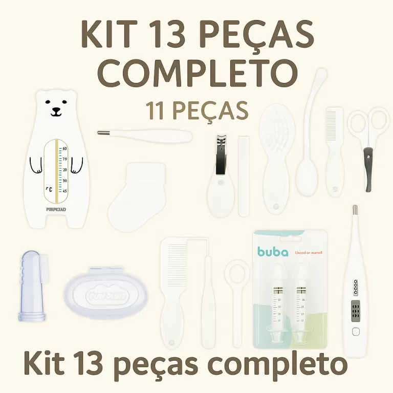 Kit Higiene Bebê 13 Peças Completo Pimpolho e Bu