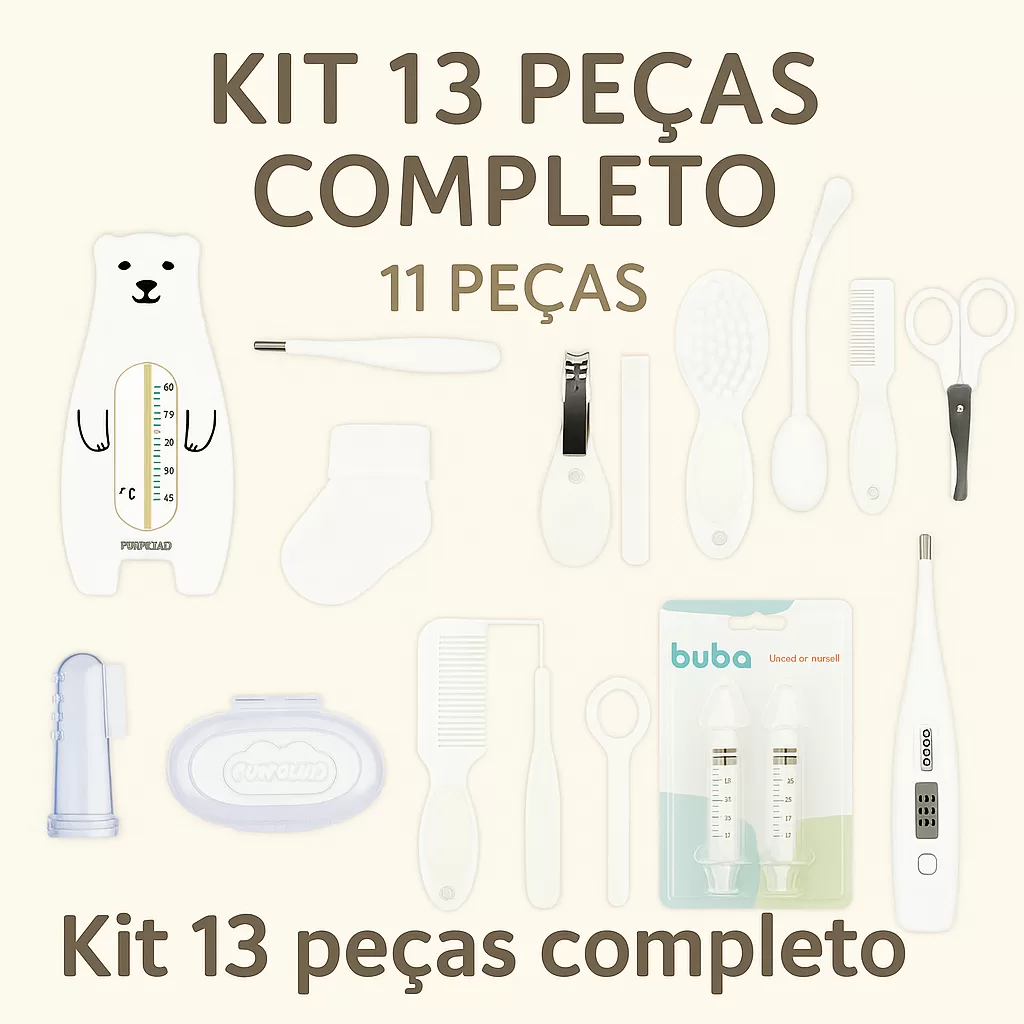 Kit Higiene Bebê Completo 13 Peças Pimpolho E Buba | Enxoval Recém-Nascido Chá Revelação Presente