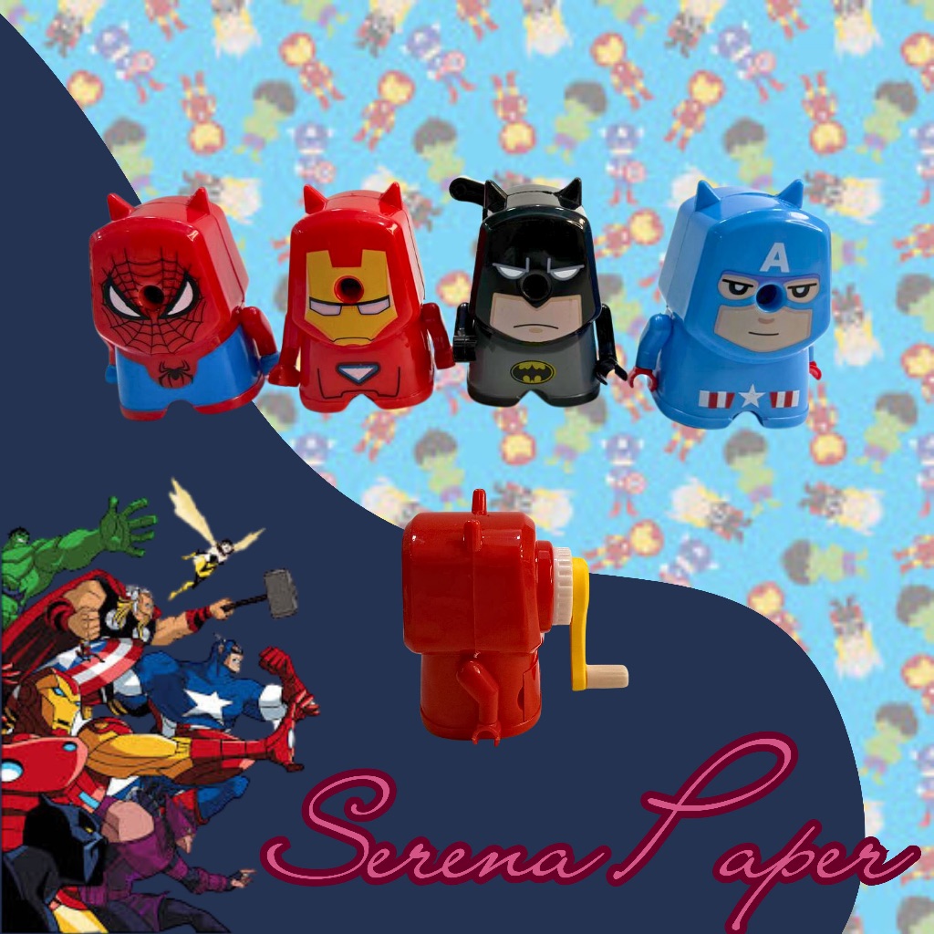 APONTADOR DE LÁPIS ROBÔ HERÓIS MANUAL / PAPELARIA FOFA KAWAII / MATERIAL ESCOLAR