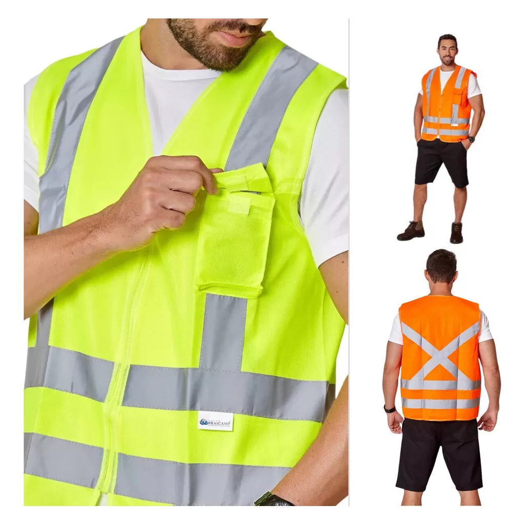 Colete Refletivo Segurança Sinalização Obra Transito Blusão