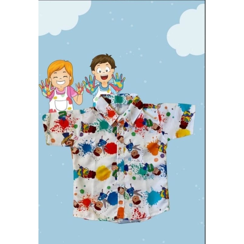 camisa social aquarela ou pintando o sete tam 3.4 anos
