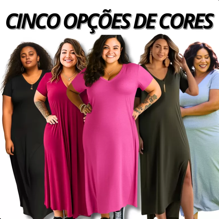 Kit Vestido Gestante Soltinho Midi Plus Size Femin