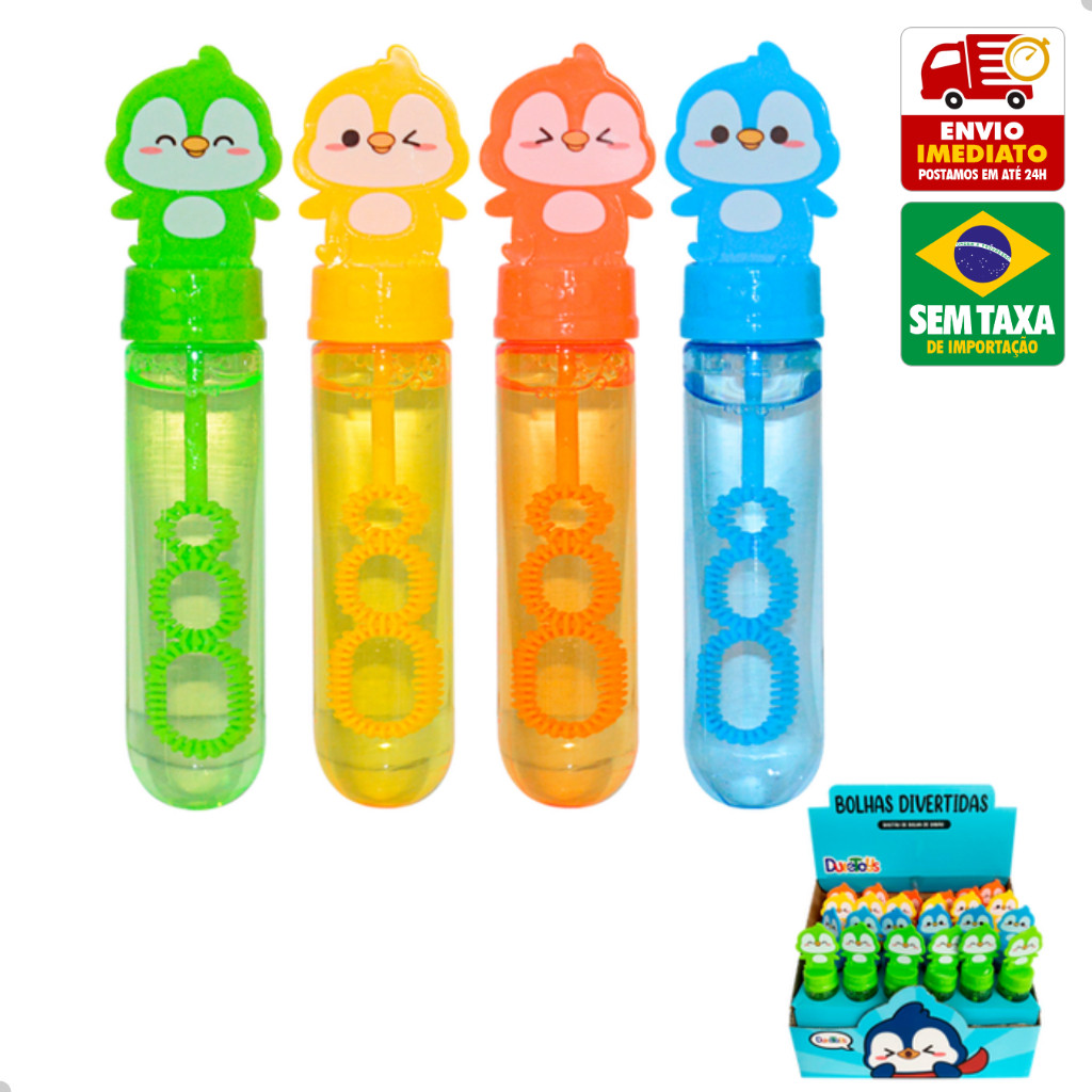 Bolha de Sabão Bastão Pinguim Tubarão Modelos Sortidos Brinquedo Menino Menina DuteToys DTY1156