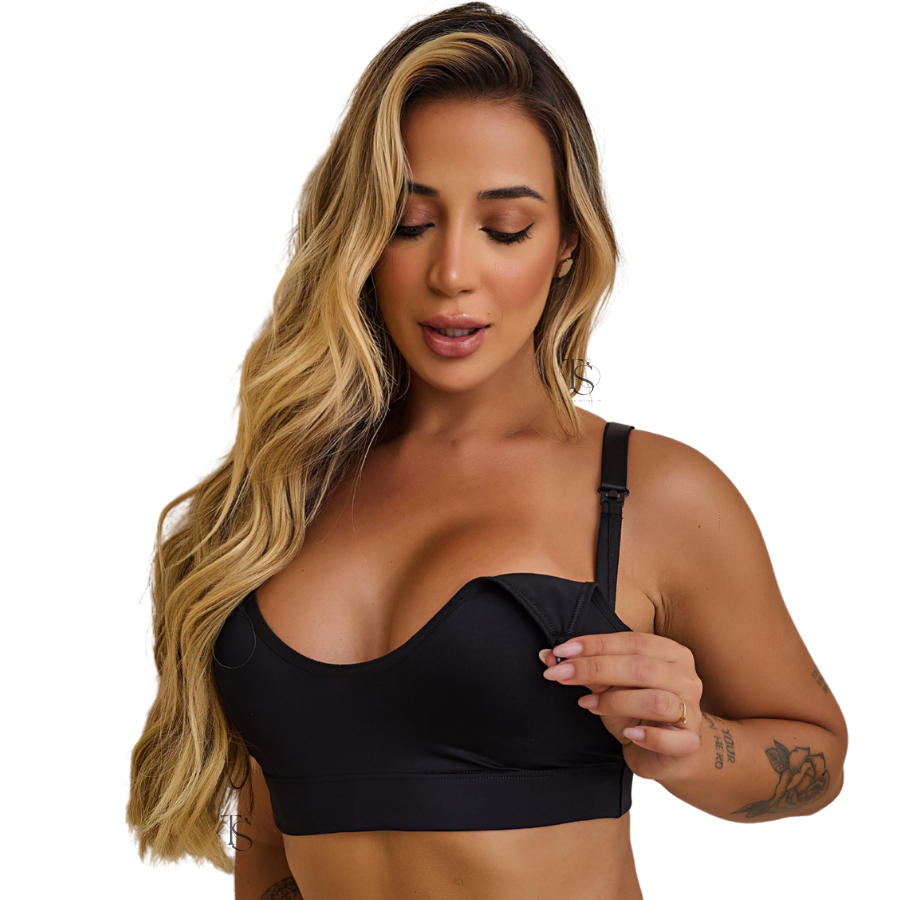Kit 2 Sutiã de Amamentação Top Reforçado Sem Bojo Lingerie Gestante Pós Parto Maternidade Soutien Gr
