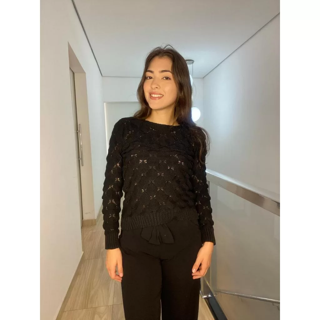 Blusa Tricot Feminina Grossa Estilo Escama Elegante Manga Longa de Frio Perfeita para o Inverno