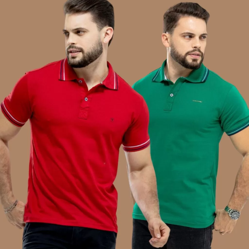 Kit 2 Camiseta Básica Lisa 100% Algodão Gola Polo
