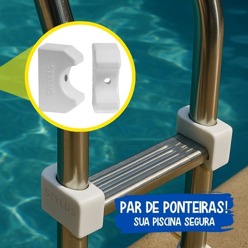 Ponteira Degrau Piscina 1/2 2 Unidades Plástico Reforçado Fixação Segura Segurança Ideal Anatômico