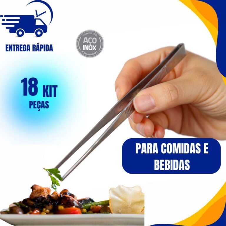 KIT 18 Pinça Culinária de 30cm Aço Inox Precis