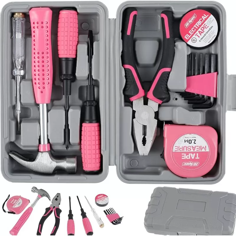 Kit de Ferramentas 13 Peças Completo para Reparos em casa na Cor Rosa – Amarela