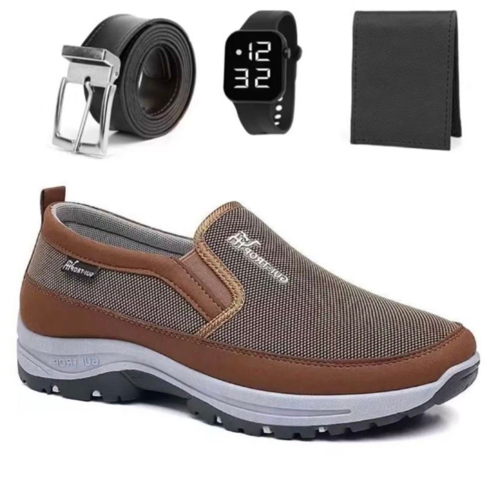 Kit Tenis Sapatilha Mocassin Casual Adventure de Passeio Reforçado Com Solado Impermeável + Carteira