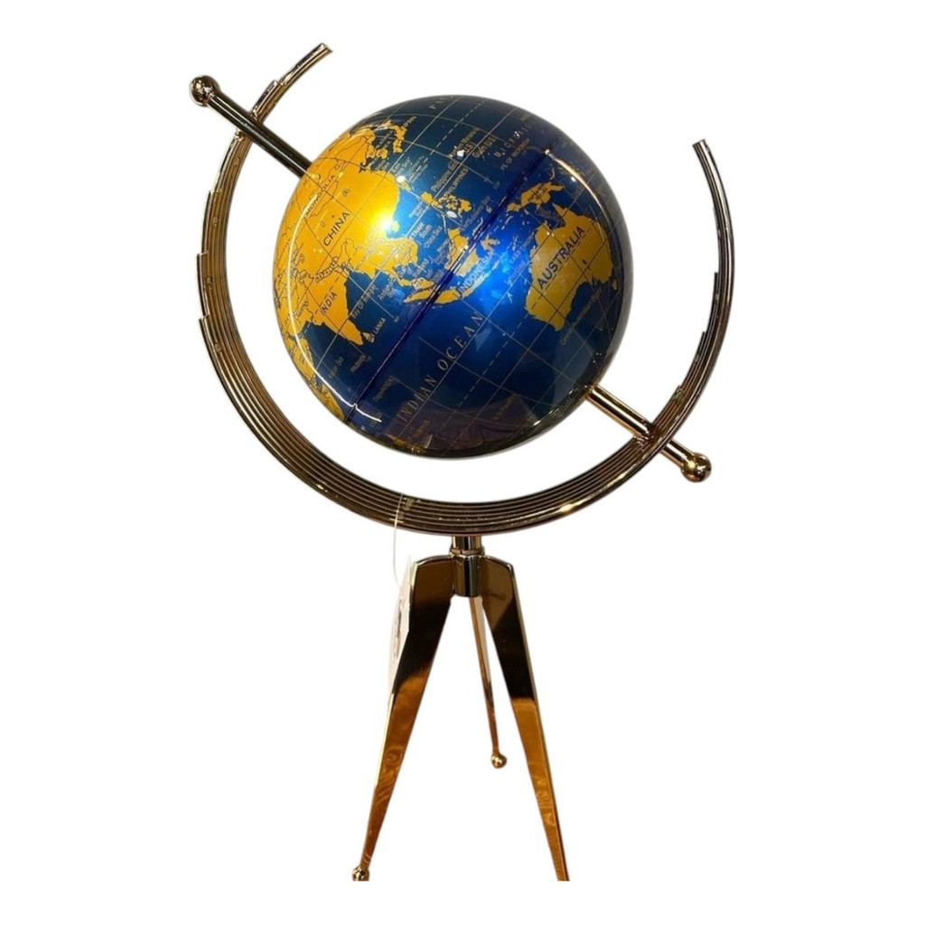 Globo Terrestre LUXO Giratório Metal – Decoração Premium P/ Escritório e Casa + Mapa Mundi Moderno
