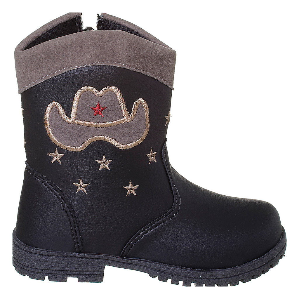 Bota Infantil Unissex Texana Jeca Chapéu Boiadeiro Menino Menina Country Preto