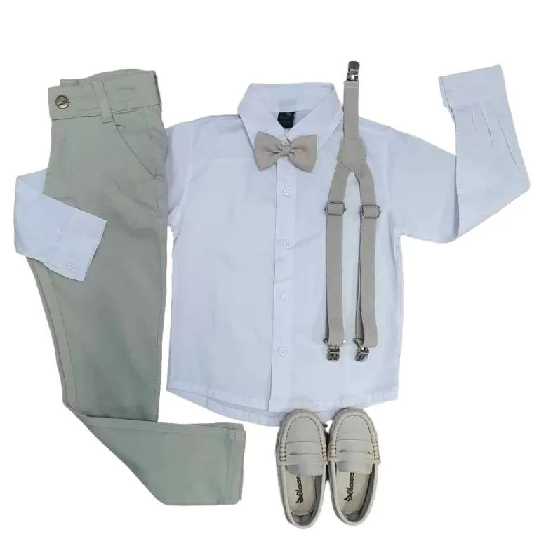 Roupa Para Batizado – Calça Nude com Camisa