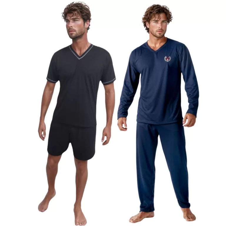 Kit 2 Pijamas Masculino Inverno Manga e Calça Com