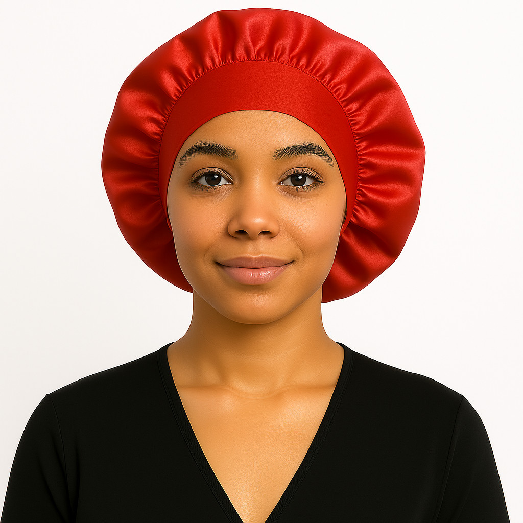 Touca de Cetim com Faixa  Tamanho Grande Ideal para Cabelos Volumosos