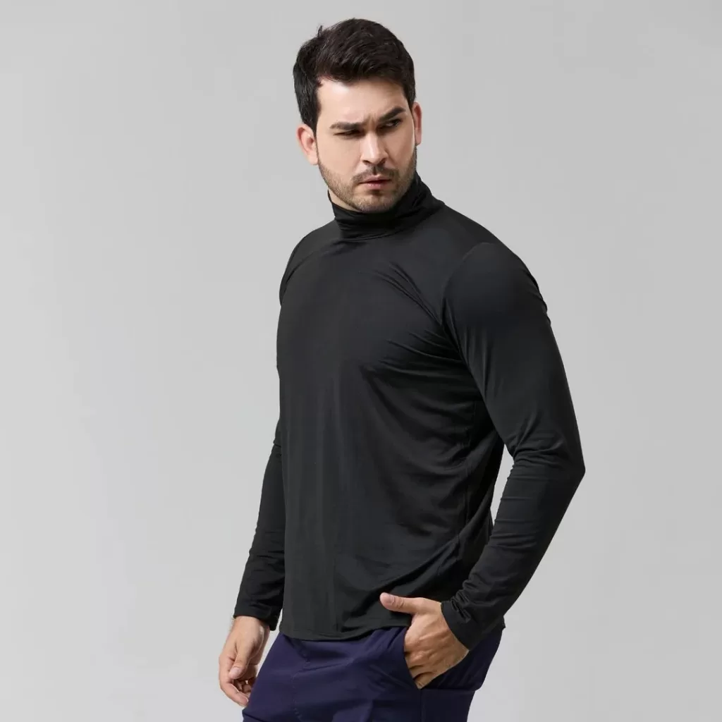 Blusa Masculina Manga Longa Gola Alta  Malha Fluity Premium Proteção UV50+ Ideal para Treino