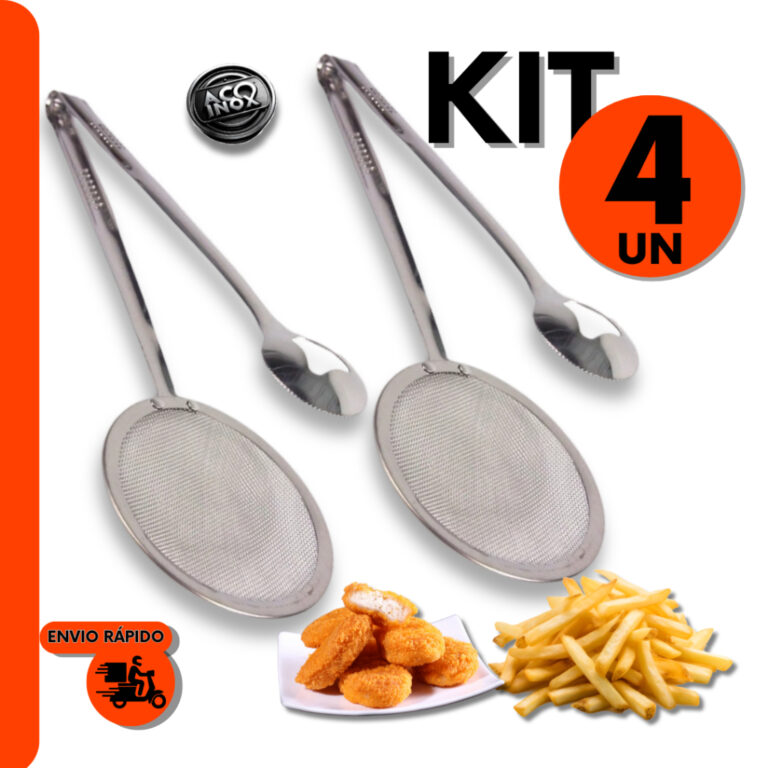 Kit Escumadeira Pescadora Inox Para Agua Quente Fr