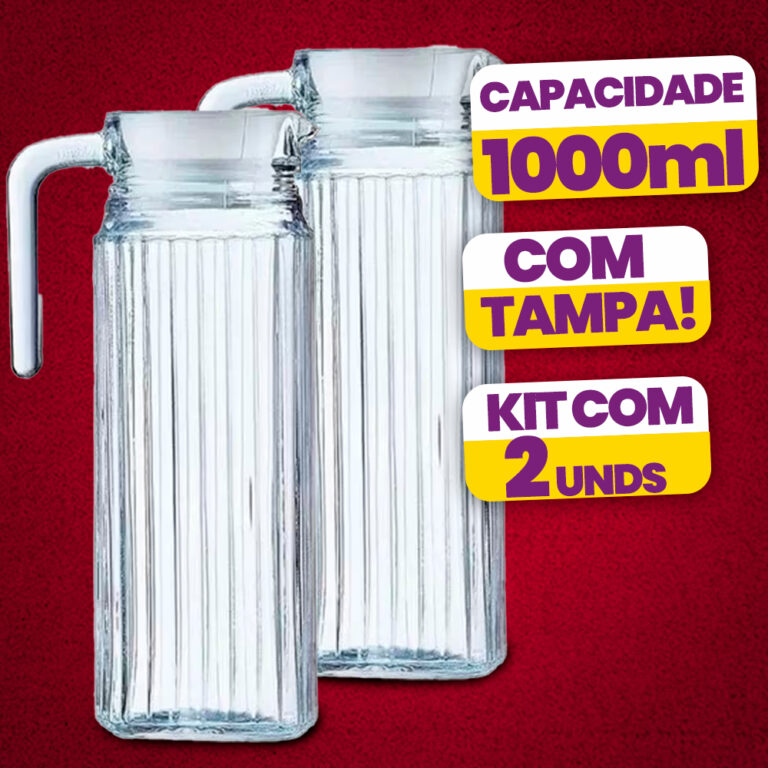Kit 2 Jarras De Vidro Suíça 1 Litro Jarra Para S