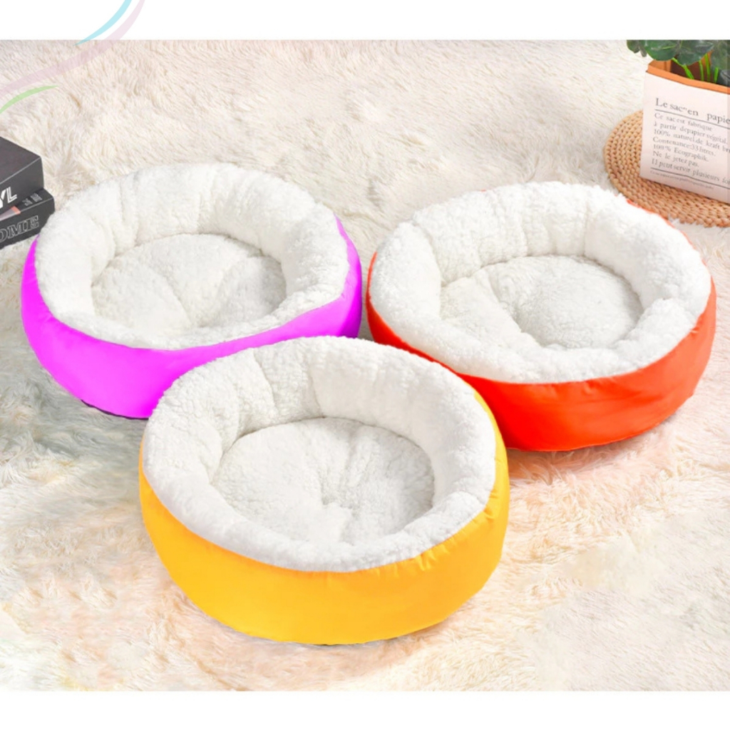 Caminha Redonda Pets Sherpa para Cães e Gatos Macia 50×50 cm Quente Confortável Cama Pet Com Pelinho