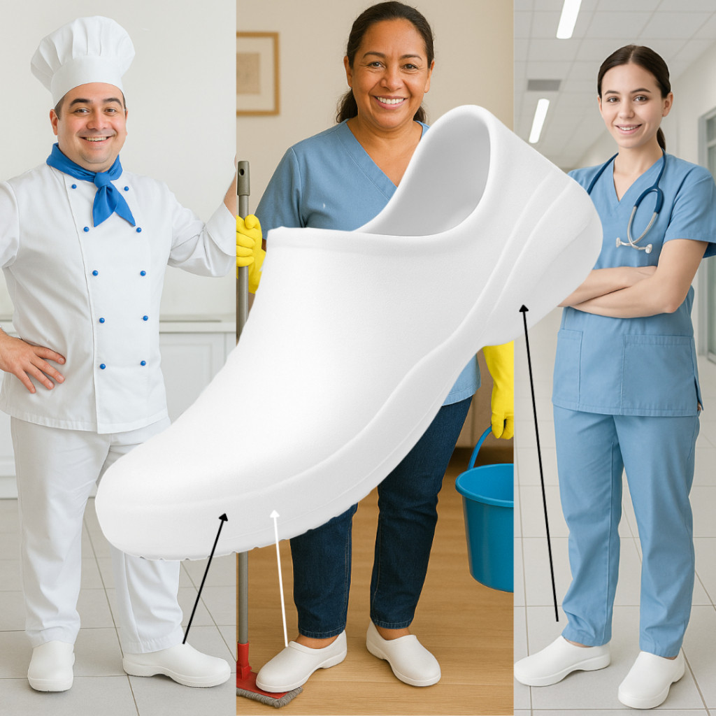 Sapato Profissional Enfermeira Fechado Uniforme EPI Cozinhheira Babuche Confortável