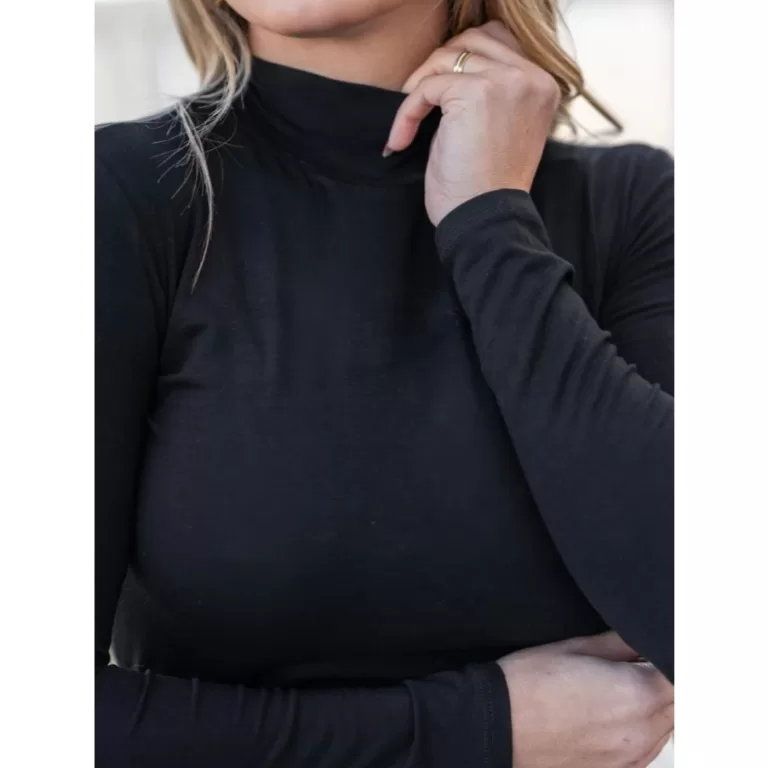 Blusa Feminina Gola Alta Segunda Pele Manga Longa 